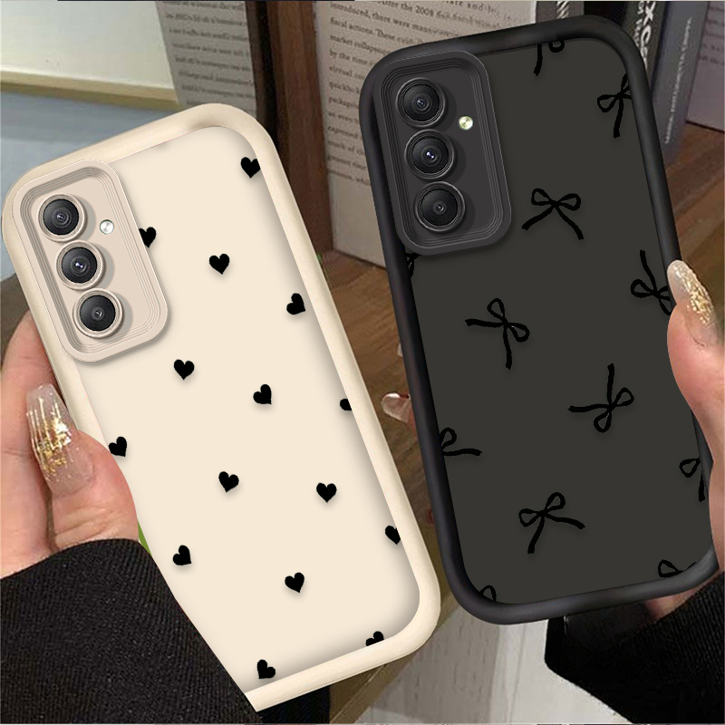 Phone Cases Samsung Galaxy - ブラックラブハートボウノットケース Samsung Galaxy A20 A30 A54