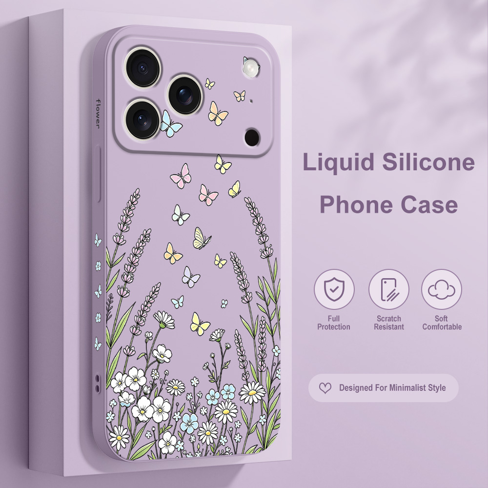 Silicone Liquid Case - グラスバタフライフォンケース iPhone 17 17E Air 16