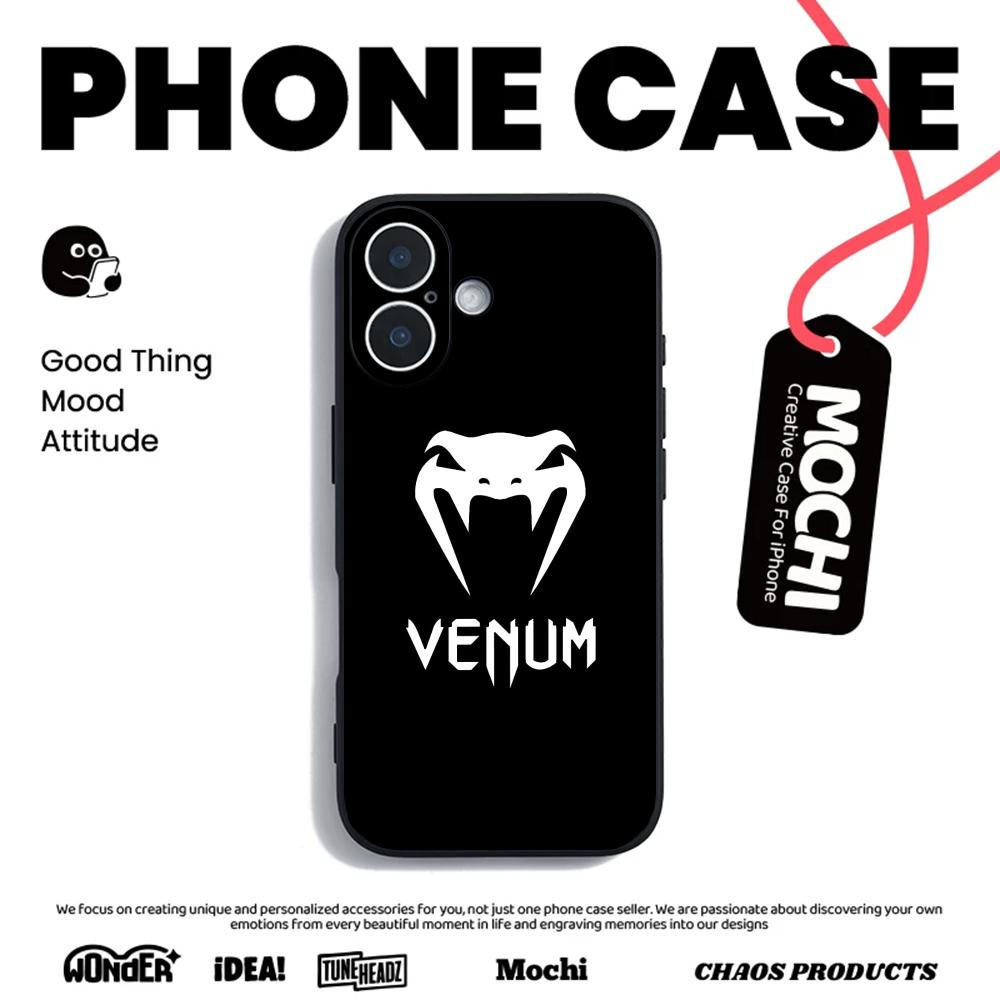 Phone Cases Brand - クールブランドV-venumSロゴ入りスマホケース ソフトブラック 耐衝撃カバー iPhone18 air 17