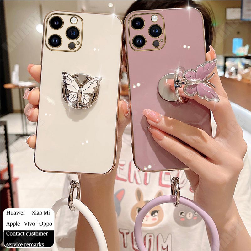 Phone Cases Arc - 蝶リングホルダーストラップケース iPhone 14 11 12 13