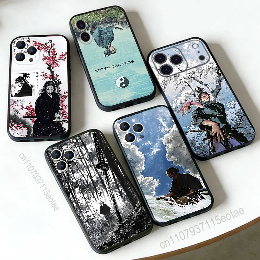 Phone Cases Louis Vuitton - 宮本武蔵 V-Vagabond 電話ケース iPhone 17,16,15,14,13,12,11,Pro,Max,Plus,E,Air,Mini ブラック耐衝撃