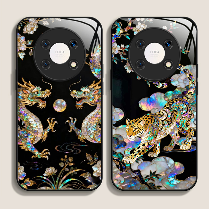 Phone Cases Xiaomi 14T - スタイリッシュなドラゴンレオパード大理石テクスチャ強化ガラス製スマホケース Xiaomi 15 Pro+ 14 Ultra
