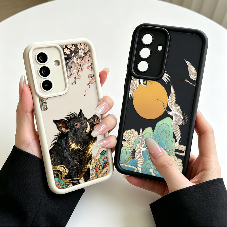 Phone Cases Samsung Galaxy - 漫画クレーンと野生のイノシシのスマホケース、Samsung Galaxy A22 A11 A32 A16
