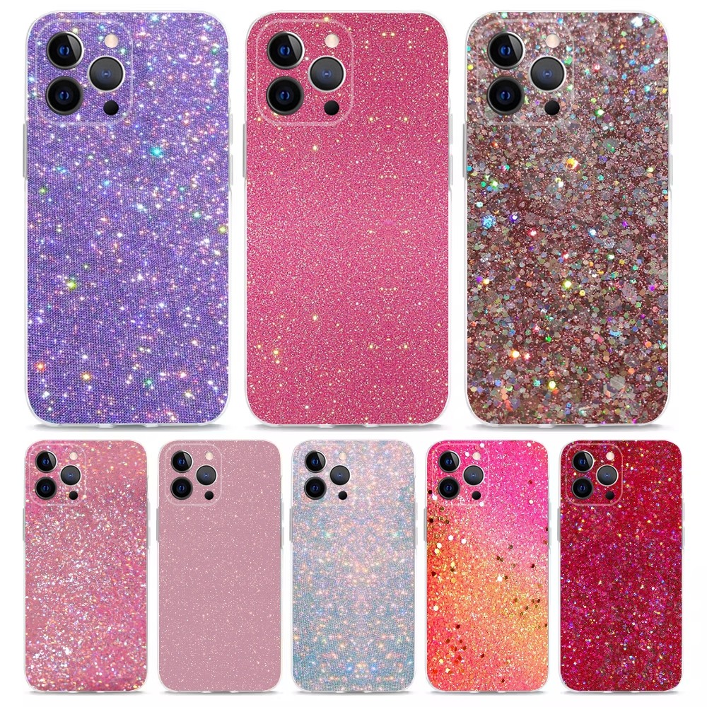 Phone Cases Arc - ピンクのキラキラパターンの電話ケース,iPhone 16,15,14,13,12,11 plus,pro,max,xr,xs,x,7,8 plus,se,mini用の透明シェル