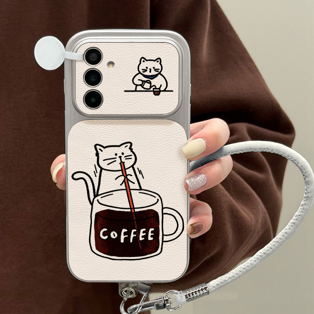 コーヒーと可愛い猫柄のスマホケース Samsung S26  - Phone Cases Cute のレビューと価格