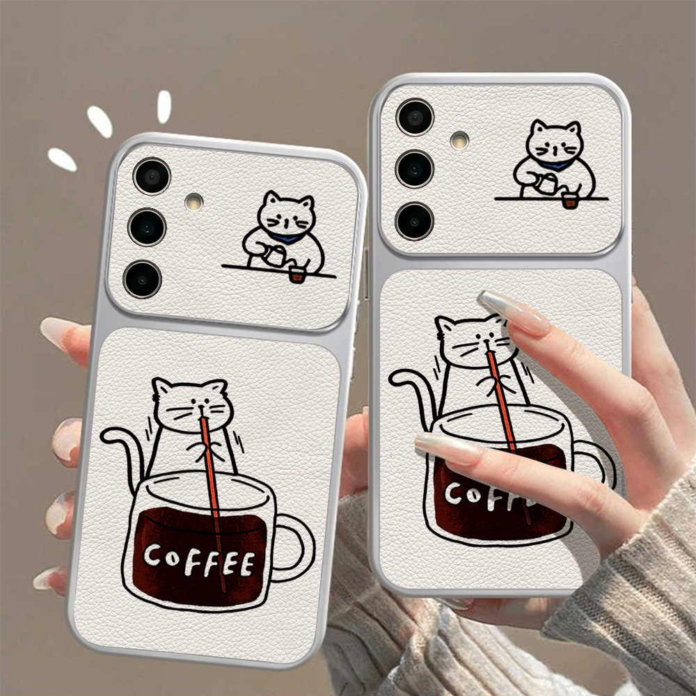コーヒーと可愛い猫柄のスマホケース Samsung S26  - Phone Cases Cute のレビューと価格