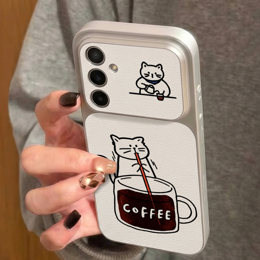 コーヒーと可愛い猫柄のスマホケース Samsung S26  - Phone Cases Cute のレビューと価格