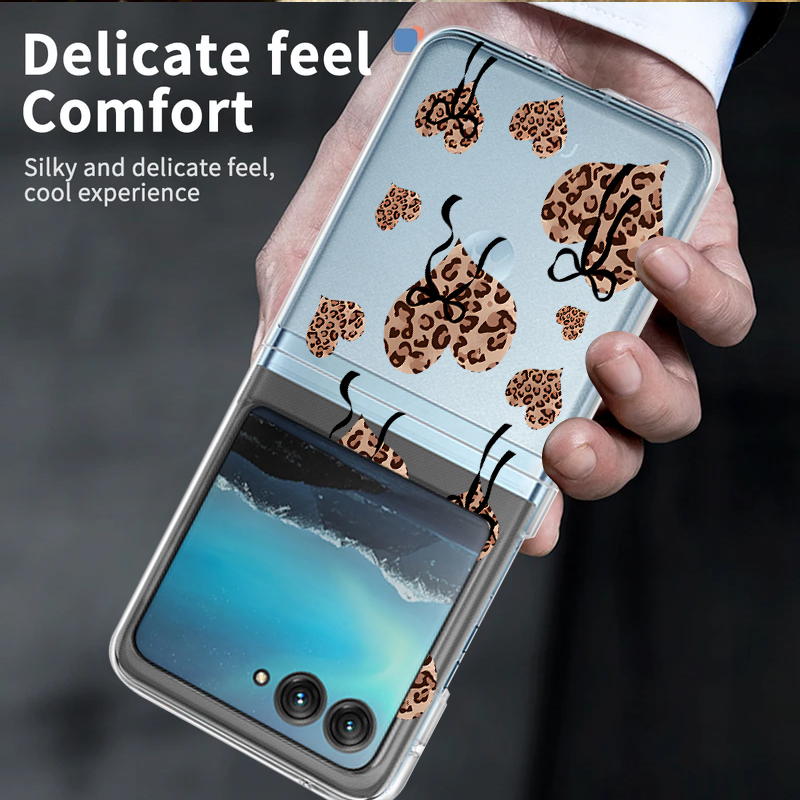 レオパード柄ハート柄クリアスマホケース Motorola R - Phone Cases For Motorola のレビューと価格