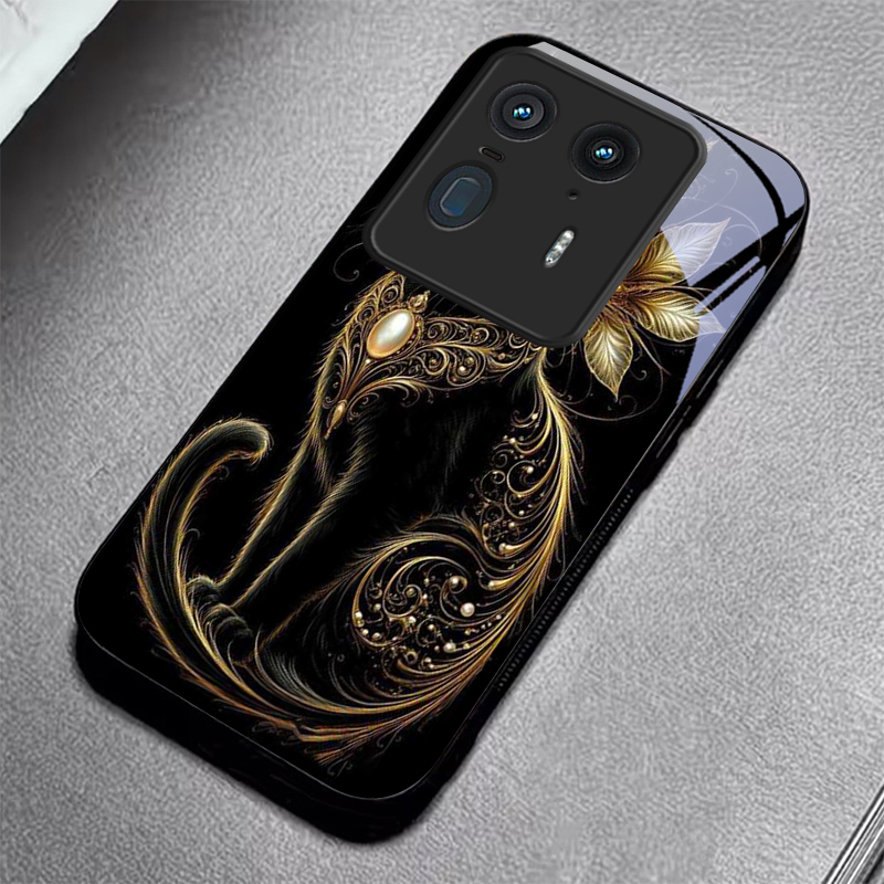 高級感のある宝石付き猫柄ブラックガラス製携帯電話ケース、モト - Phone Cases For Motorola のレビューと価格