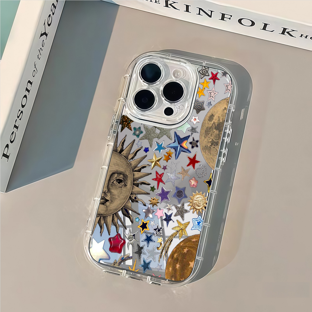 天体ゴールドグリッターミラー付きスマホケース iPhone  - Phone Cases Arc のレビューと価格