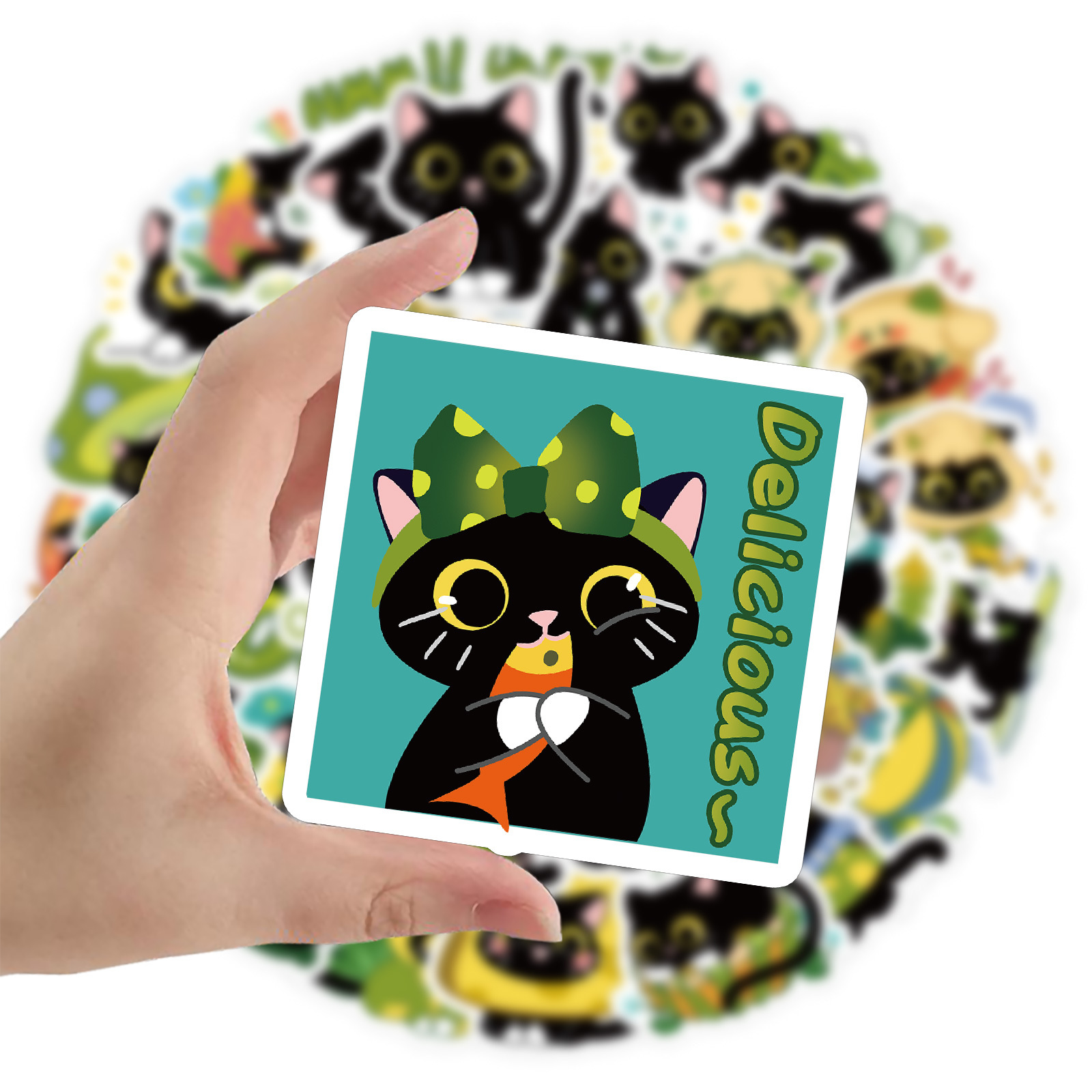 60枚のかわいい漫画の黒猫防水ステッカー、電話ケースデコレー - Phone Cases You Can Design のレビューと価格