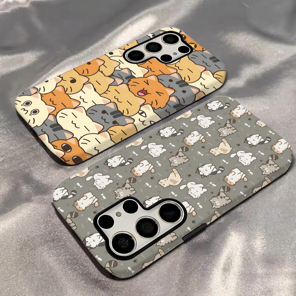 かわいい猫柄スマホケース 2-in-1 光沢シェル Sams - Phone Cases Cute のレビューと価格