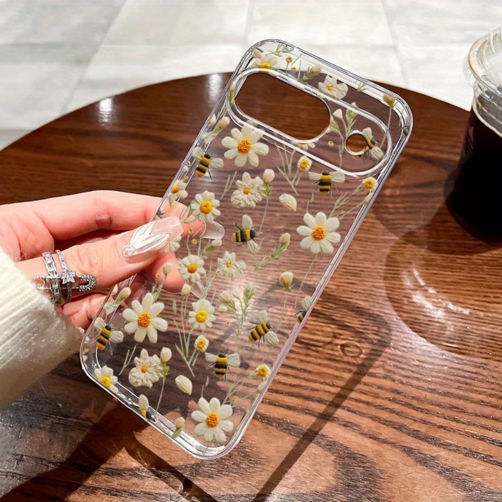 かわいいミツバチの花柄ソフトクリア電話ケース Google  - Phone Cases Google Pixel 9A のレビューと価格