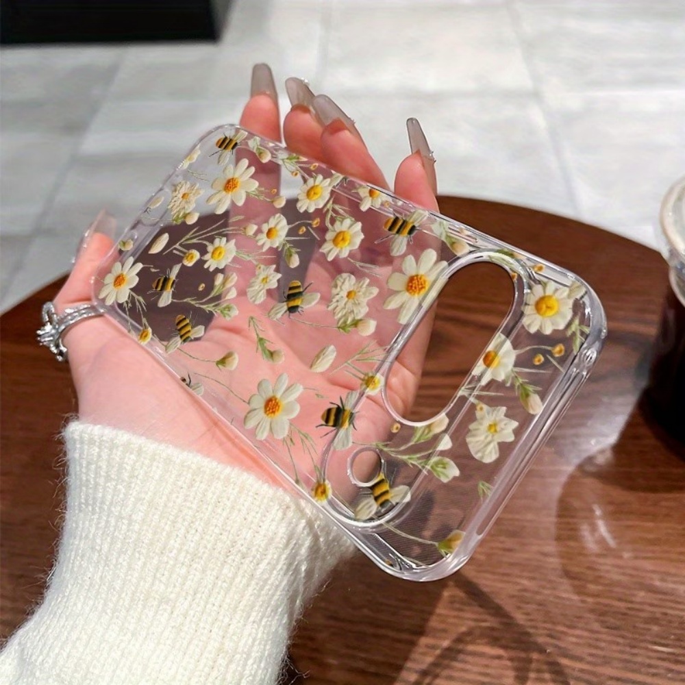 かわいいミツバチの花柄ソフトクリア電話ケース Google  - Phone Cases Google Pixel 9A のレビューと価格